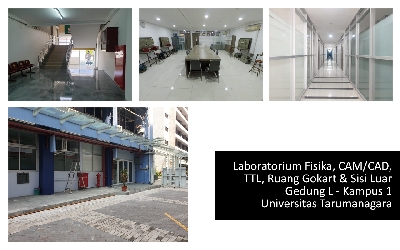 UNTAR - Laboratorium Fisika, CAM/CAD, TTL, Ruang Gokart dan Teras Sisi Luar  Gedung L